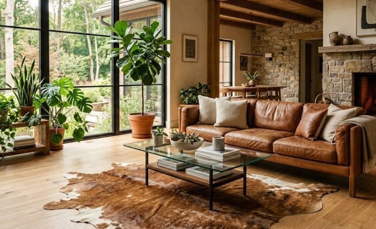 Tapete em Couro de Boi Natural: Como um Tapete de Couro Grande e Marrom Renova seu Espaço
