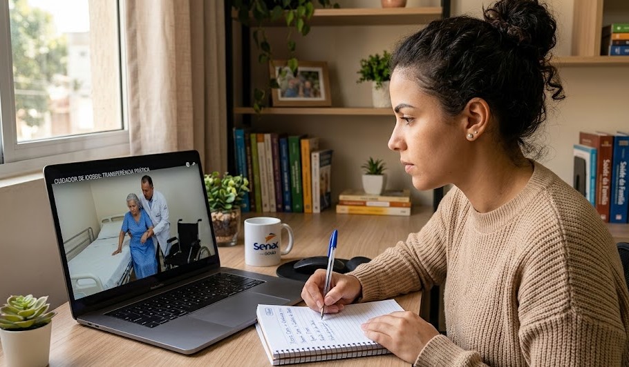 curso cuidador de idosos Aluna do curso de cuidador aprendendo técnicas de movimentação e administração de medicamentos para a pessoa idosa