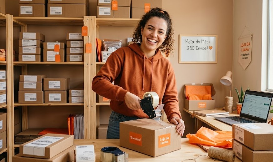 Tela de computador mostrando a Central do Vendedor da Shopee e os gráficos de desempenho das campanhas de Shopee Ads.